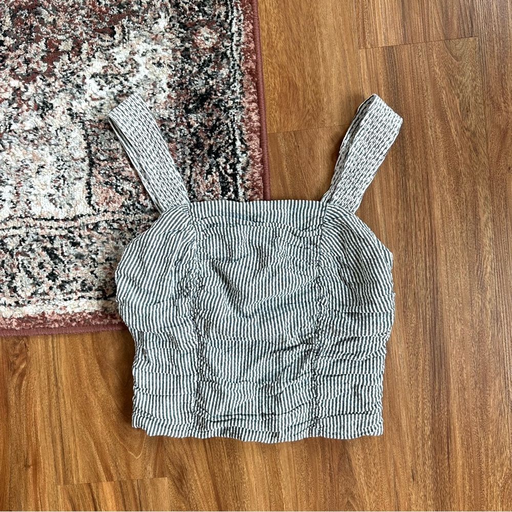 Anthro seersucker corset top